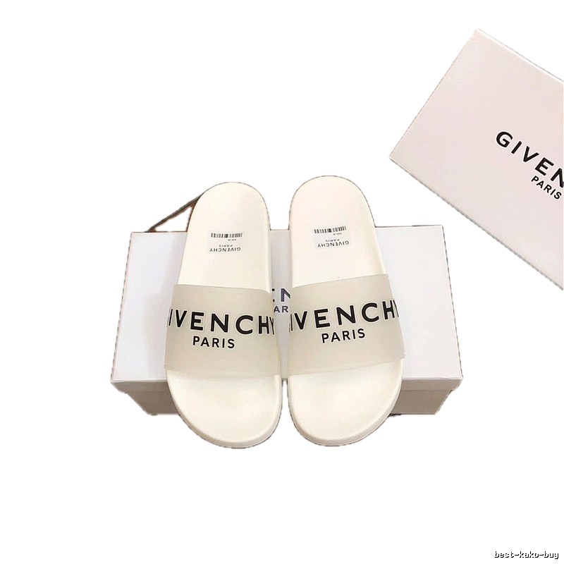 Givenchy Letter-Print Casual Style White Slide Sandals