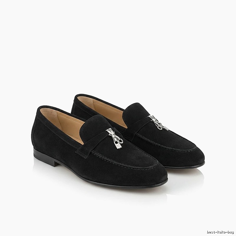 Loro Piana business-style black leather shoes