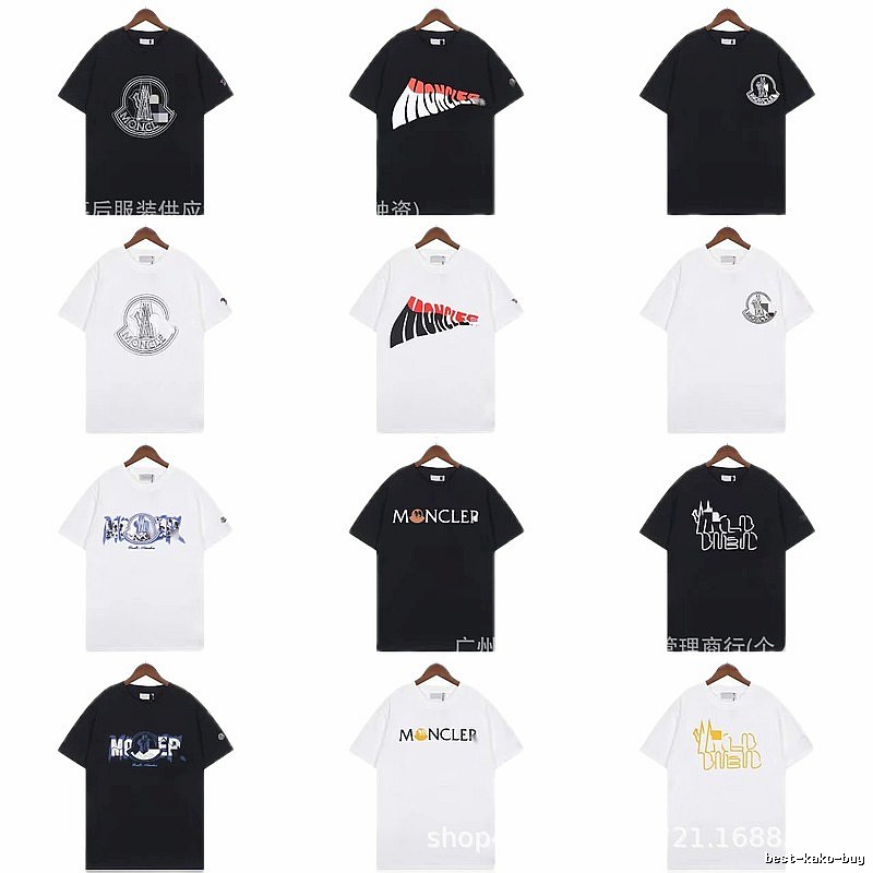 Moncler Logo Printed Trendy Black & White Short-Sleeve T-Shirt