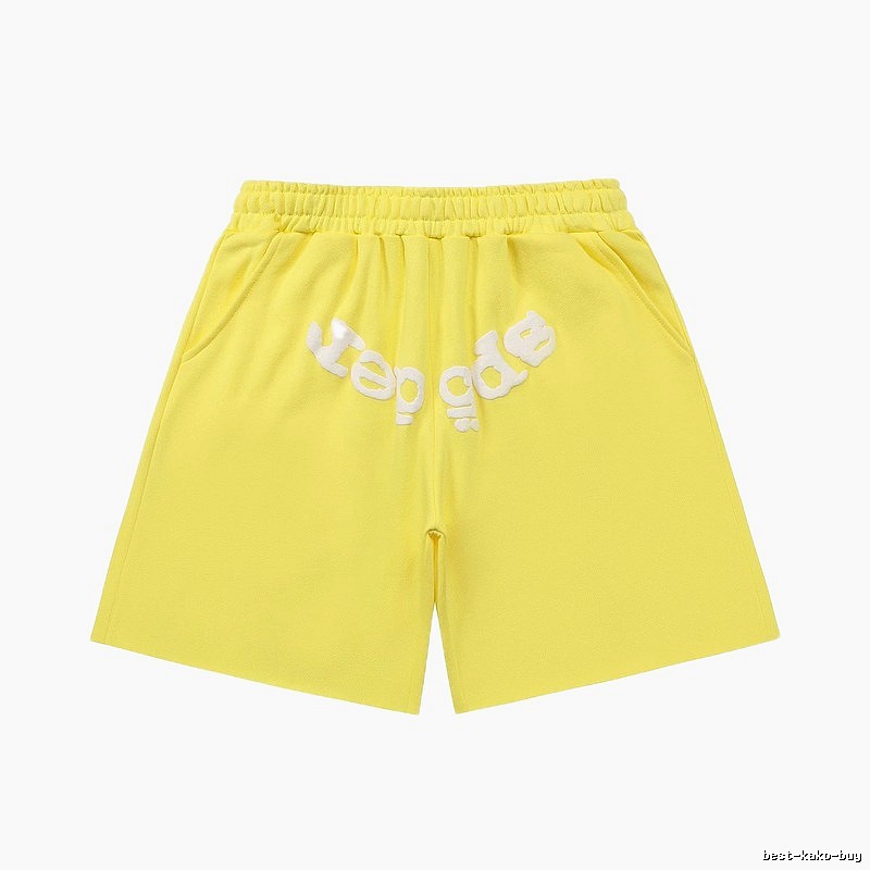 Sp5der casual style yellow shorts