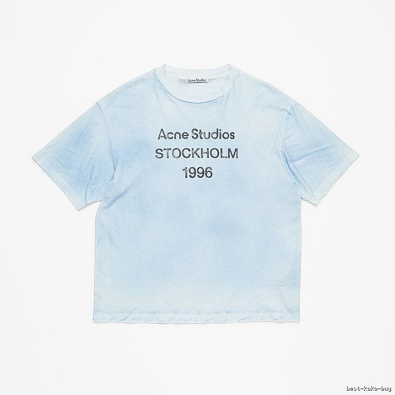 Acne Studios 2090-80 Light Blue Style Ac908046 Stockholm Logo T-Shirt Gift Ready