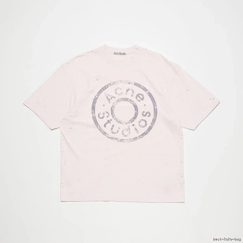 Acne Studios 2090-80 Pink Multicolor Pink Style Ac908041 Stockholm Logo T-Shirt Commuter Look