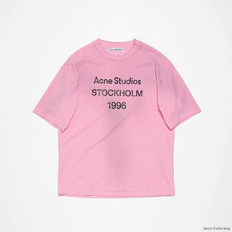 Acne Studios 2090-80 Pink Red Style Ac908026 Stockholm Logo T-Shirt Weekend Wear
