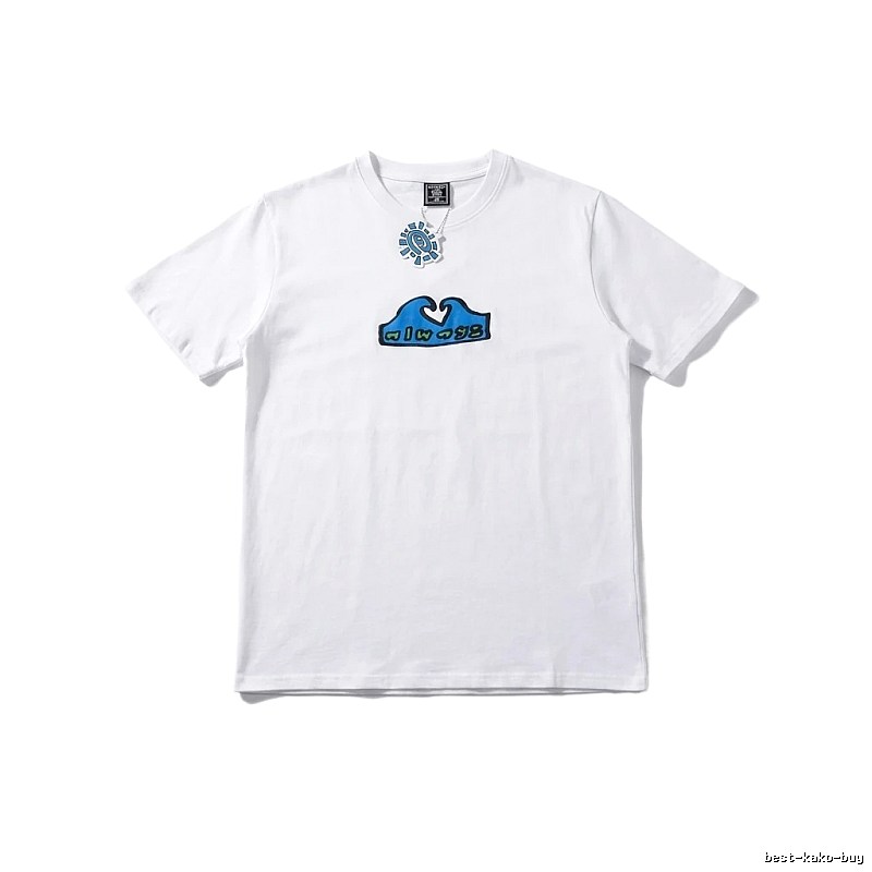 ADWYSD Wave Print Short-Sleeve White T-shirt