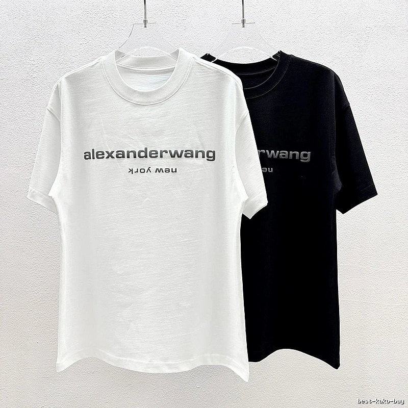 Alexander Wang Letter Print Casual Black and White Short Sleeve T-Shirt