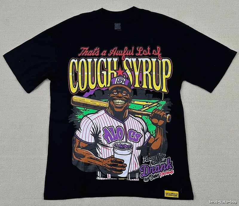 ALOCS American Retro Printed Black Short-sleeve T-shirt