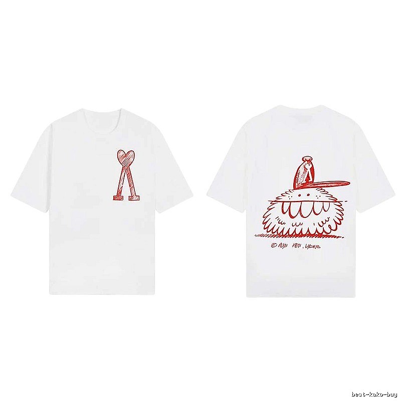 AMI cartoon printed white T-shirt