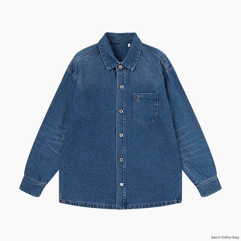 AMI casual style denim blue shirt