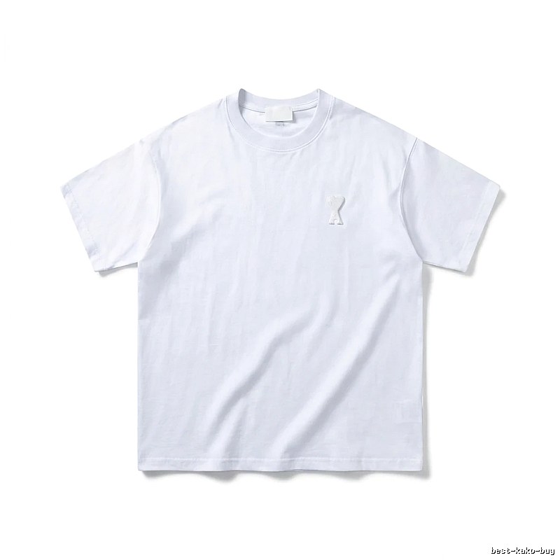 AMI Embroidered Minimalist Style White T-shirt