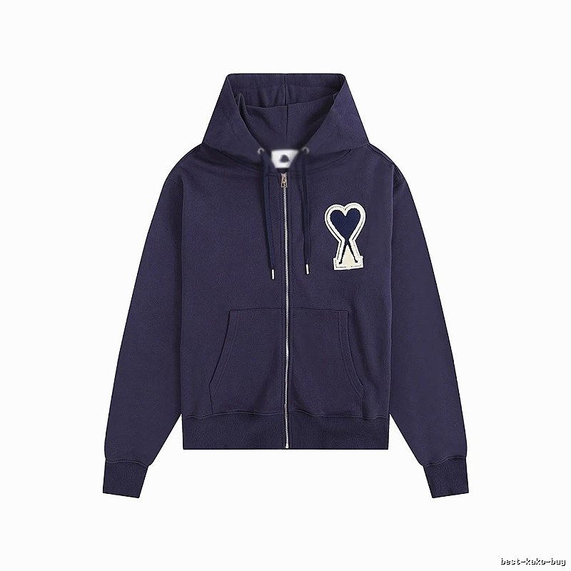 AMI Heart Pattern Zipper Hoodie