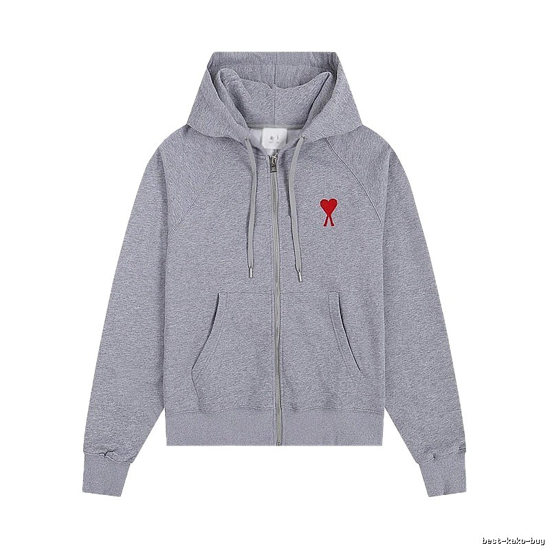 AMI Love Embroidery Grey Hoodie