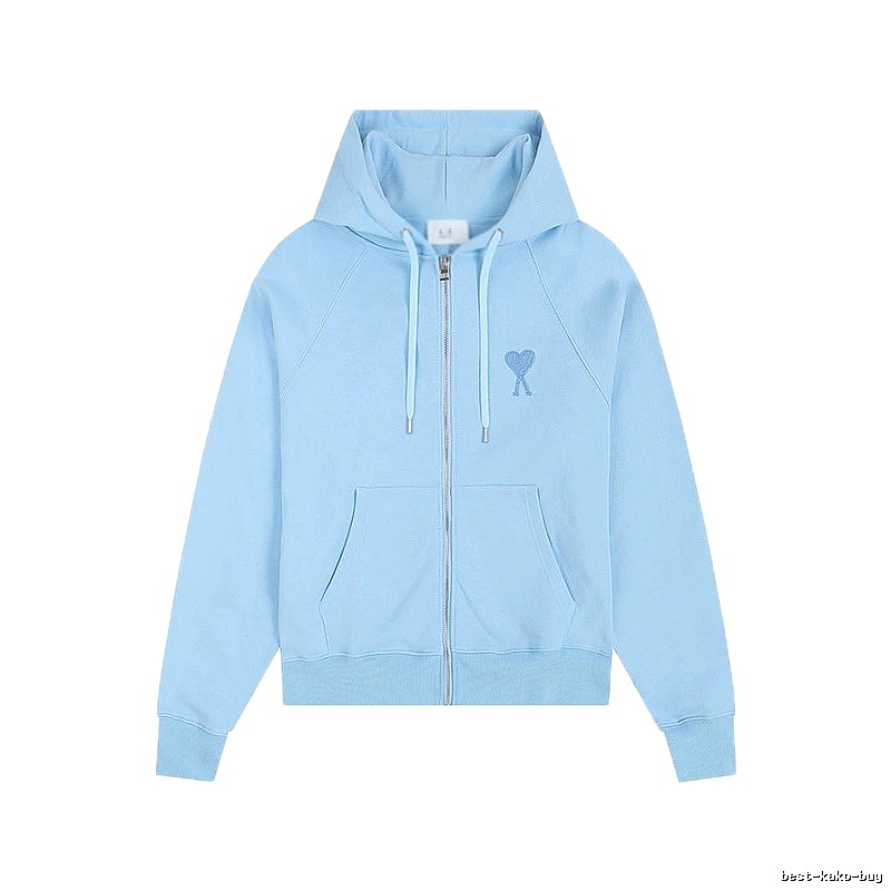 AMI Love Embroidery Light Blue Hoodie