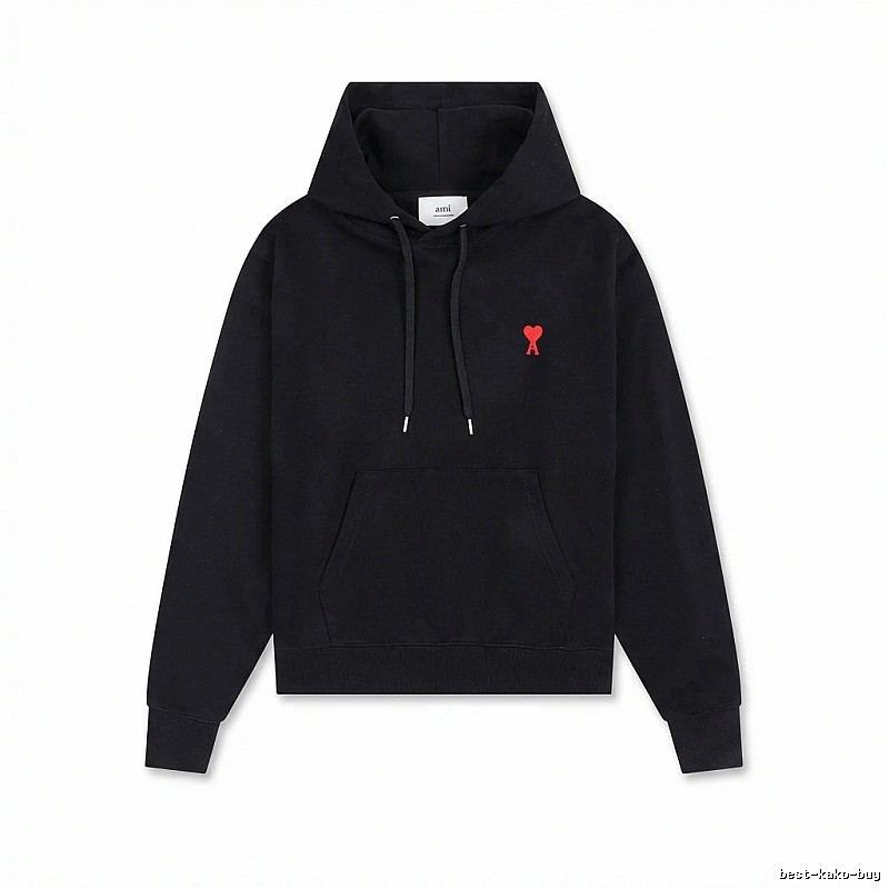 AMI Love Embroidery Trendy Brand Black Sweatshirt