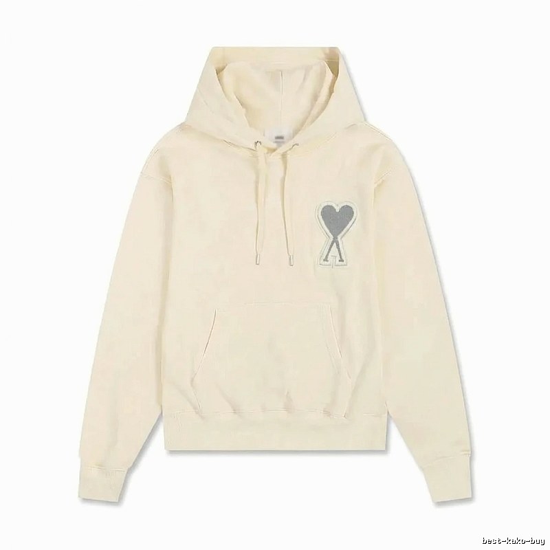 AMI Love Minimalist Style Beige Hoodie
