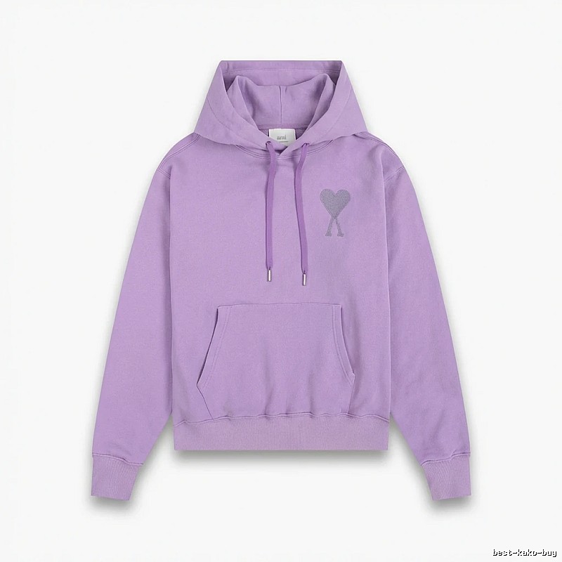 AMI series minimalist style purple hoodie