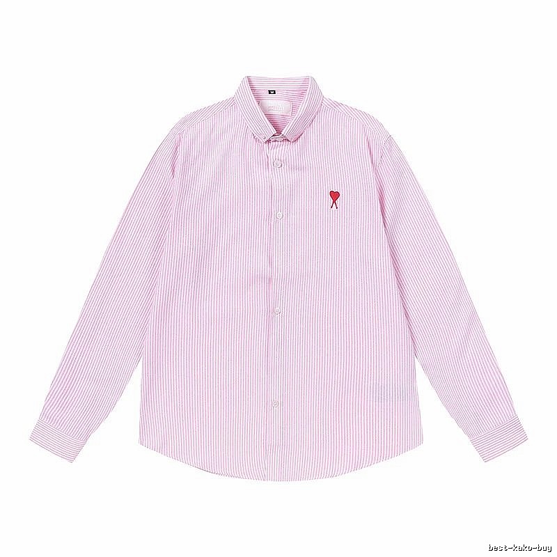 AMI Stripe Minimalist Style Pink Shirt