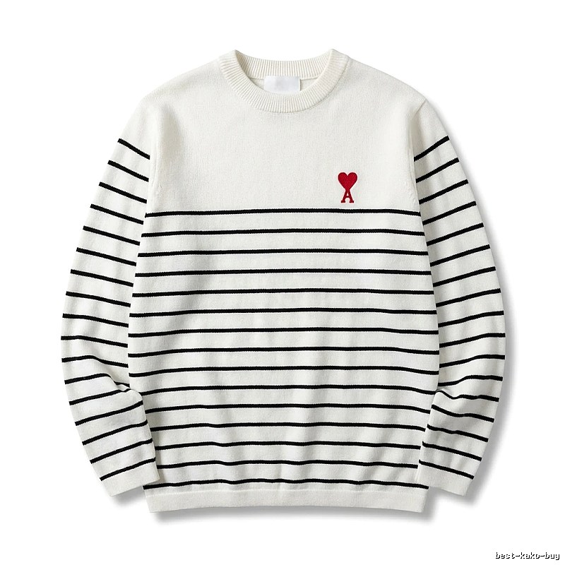 AMI striped minimalist style white sweater