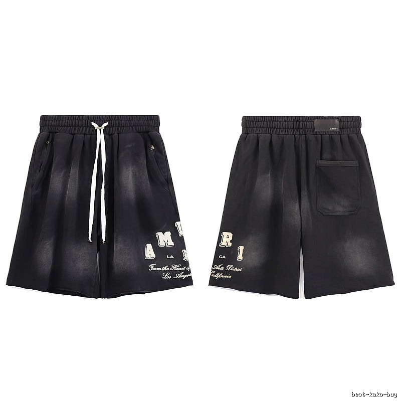 AMIRI Letter Print Street Style Black Shorts