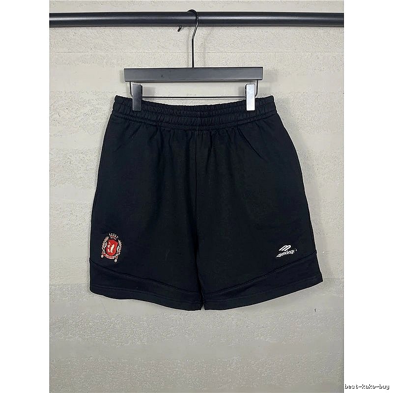 Balenciaga badge-style black shorts