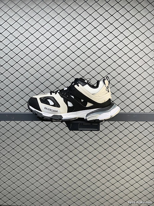 Balenciaga Chunky Runners with Layered Technical Panels in Black and Cream