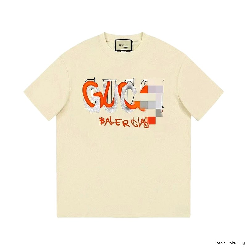 Balenciaga Co-branded Graffiti-style Beige Short-sleeve T-shirt