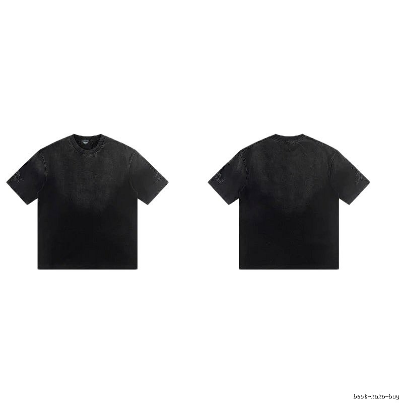 Balenciaga Distressed Street Style Black Short-Sleeve T-Shirt