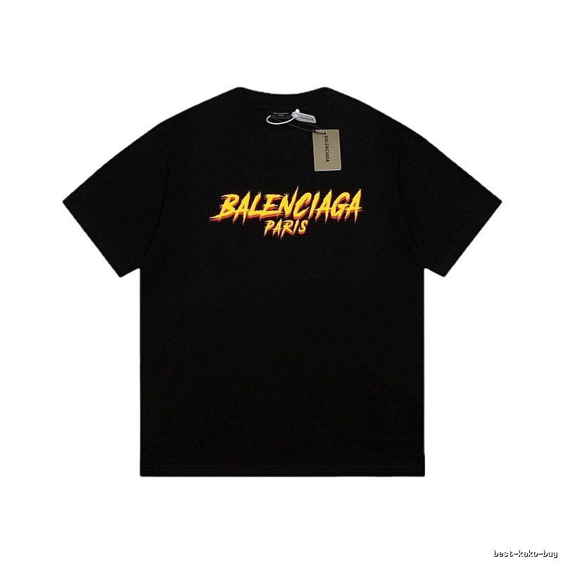 Balenciaga Flame Print Street Style Black T-Shirt