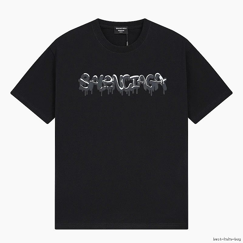 Balenciaga Graffiti Street Style Black Short Sleeve T-shirt