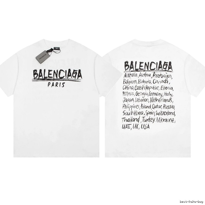 Balenciaga Graffiti Street Style White Short Sleeve T-Shirt