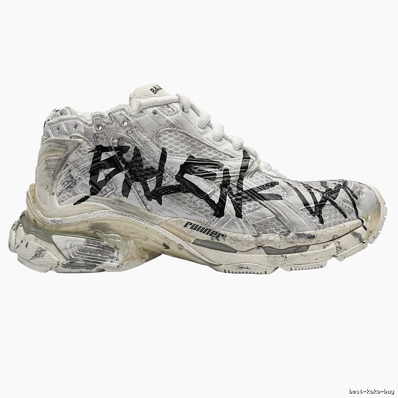 Balenciaga graffiti-style white shoes