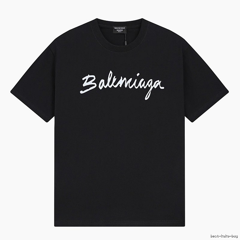 Balenciaga Handwritten Trendy Style Black T-shirt