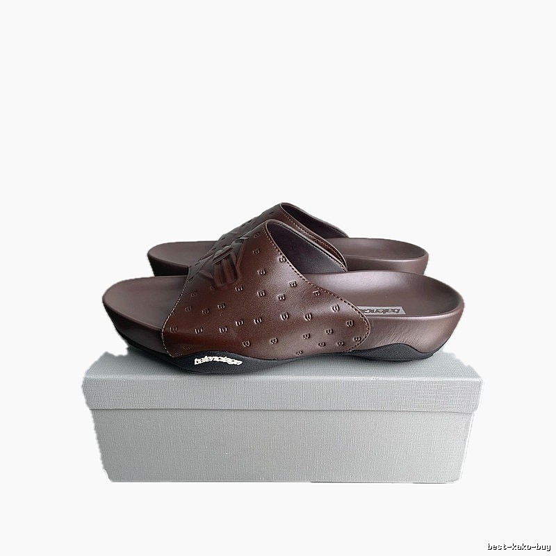 Balenciaga Monogram Trendy Dark Brown Slides