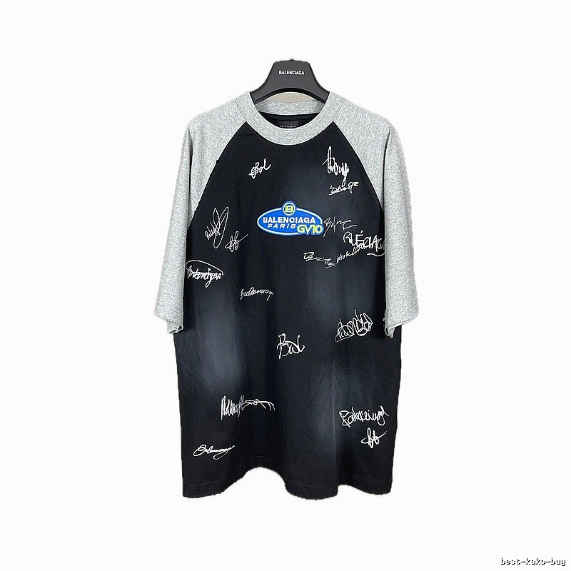 Balenciaga Signature Style Black and Grey T-shirt