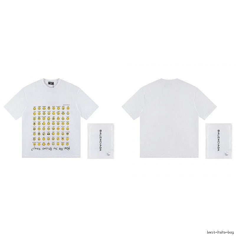 Balenciaga Smiley Face Printed Street Style White T-shirt