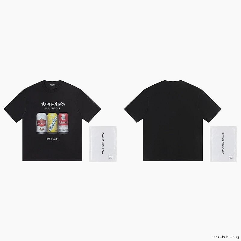 Balenciaga Street Style Black T-shirt with Coca-Cola Print