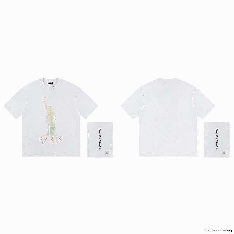 Balenciaga Trendy White T-shirt with Statue of Liberty Print