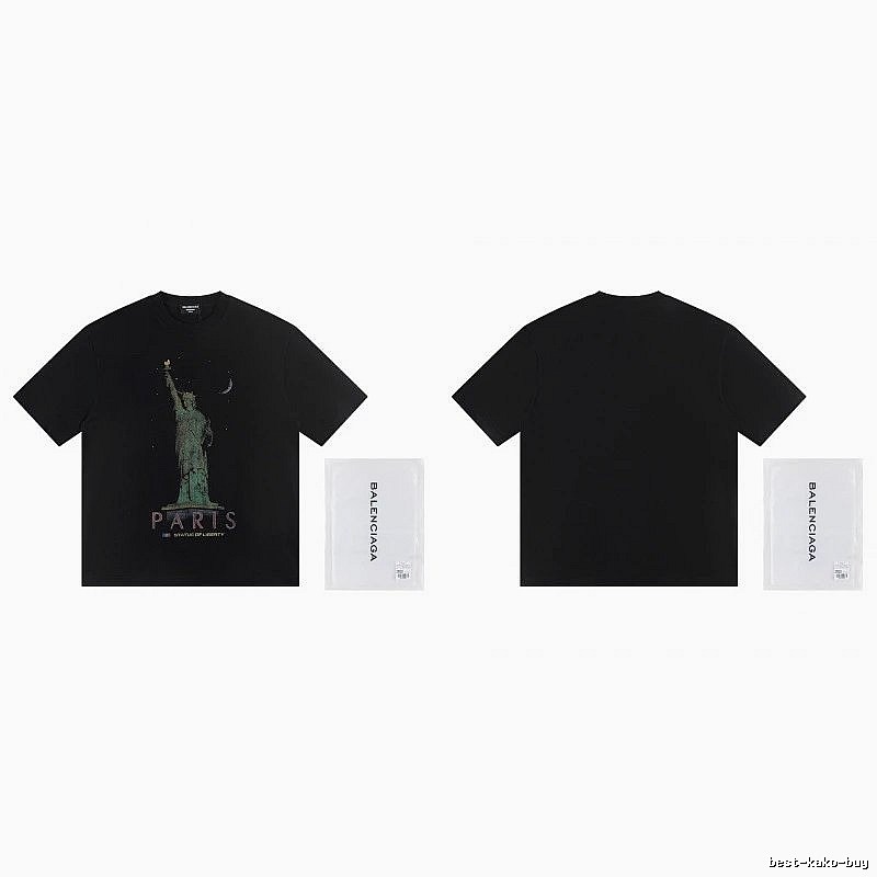 Balenciaga Vintage Style Statue of Liberty Black T-Shirt