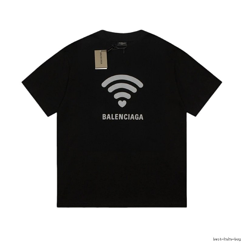 Balenciaga WiFi Printed Trendy Black T-shirt