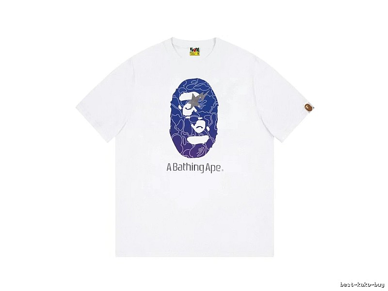 Bape ape face print short-sleeved white T-shirt