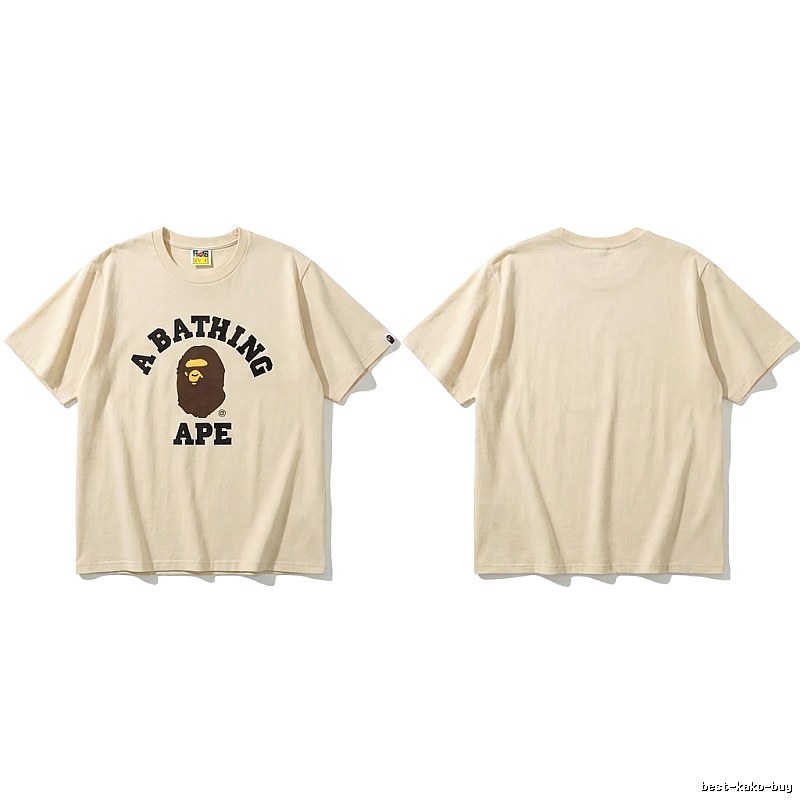 Bape Ape Head Minimalist Style Beige T-shirt