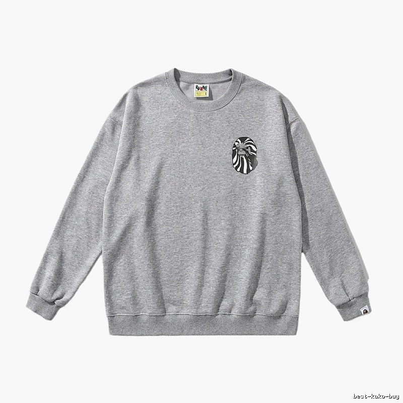 Bape Ape Head Minimalist Style Grey Sweatshirt