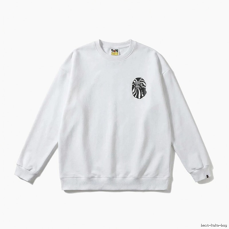 Bape Ape Head Minimalist Style White Sweatshirt