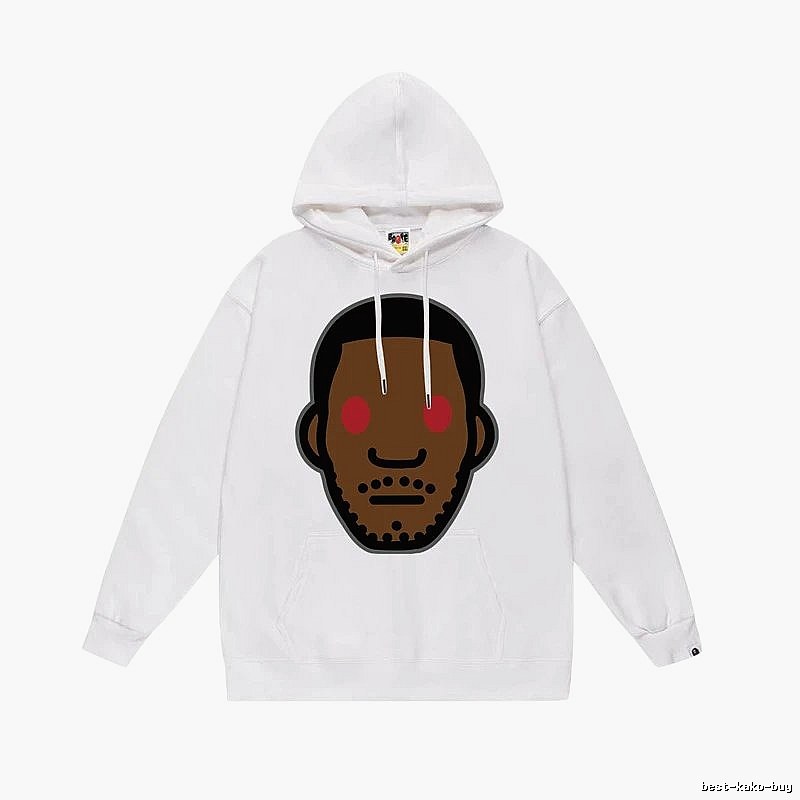 Bape cartoon-style white hoodie