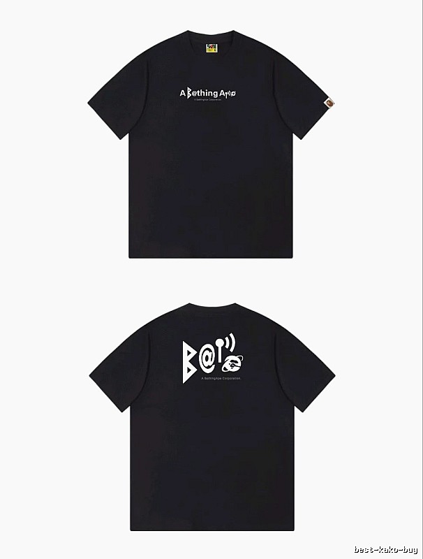 Bape letter - printed short - sleeved black T - shirt