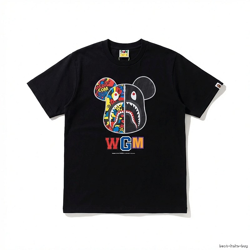 Bape Mickey Shark trendy brand black T-shirt