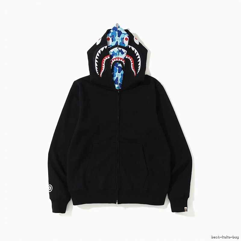 Bape Shark Head Print Black Hoodie