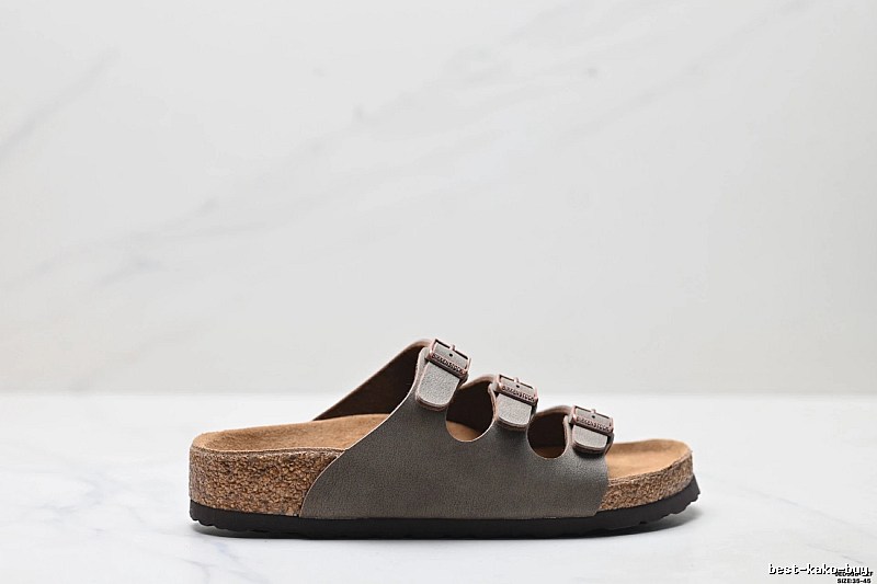 BIRKENSTOCK Three-Buckle Casual Grey Slides