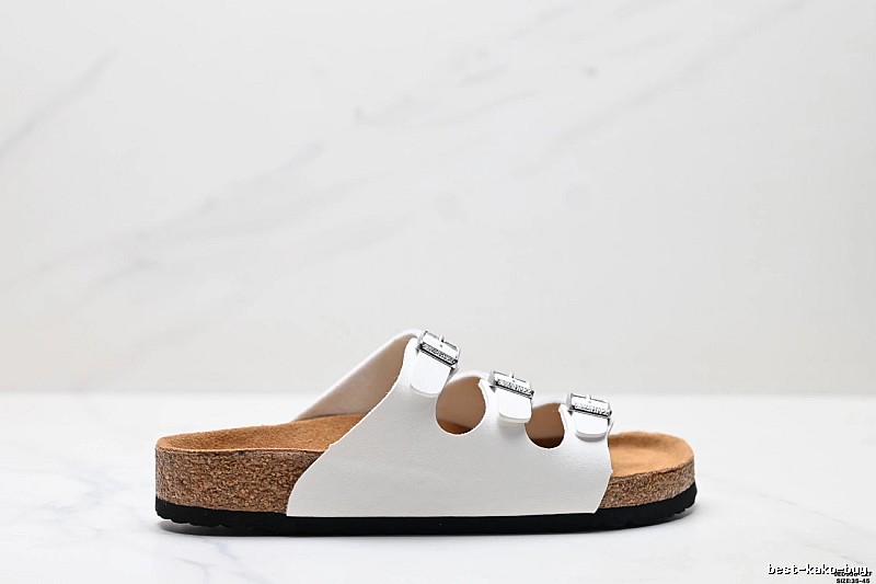 BIRKENSTOCK Three-Buckle Casual White Slide Sandals