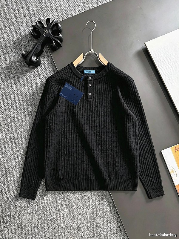 Black Ribbed Cardigan with Small Prada Ribbed Cardigan with Neutral Color