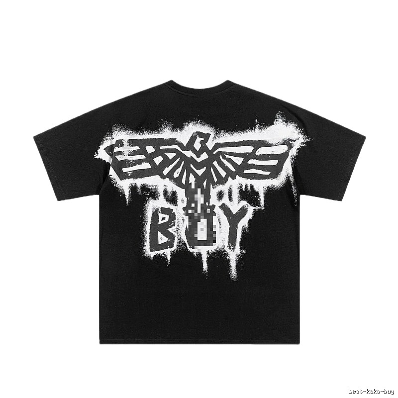 BOY Flying Eagle Graffiti Street Style Black Short-sleeve T-shirt